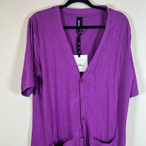 NWT Agnes & Dora Welt Pocket Cardigan Amethyst Large - Picture 2 of 6